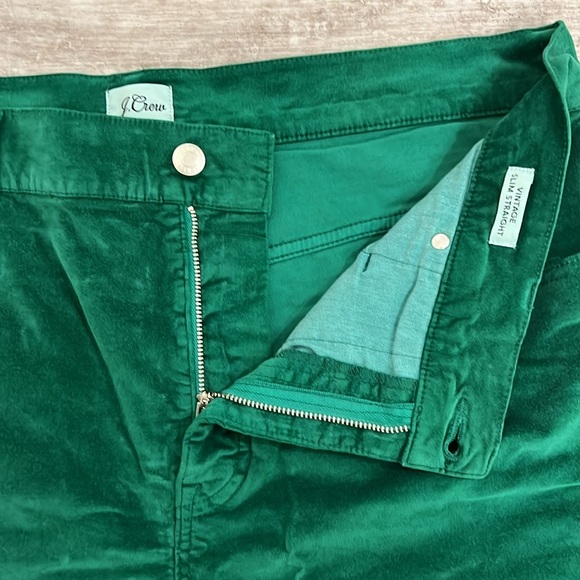 J.Crew Green Velvet Vintage Slim Straight Leg Pants 33 - Picture 5 of 10